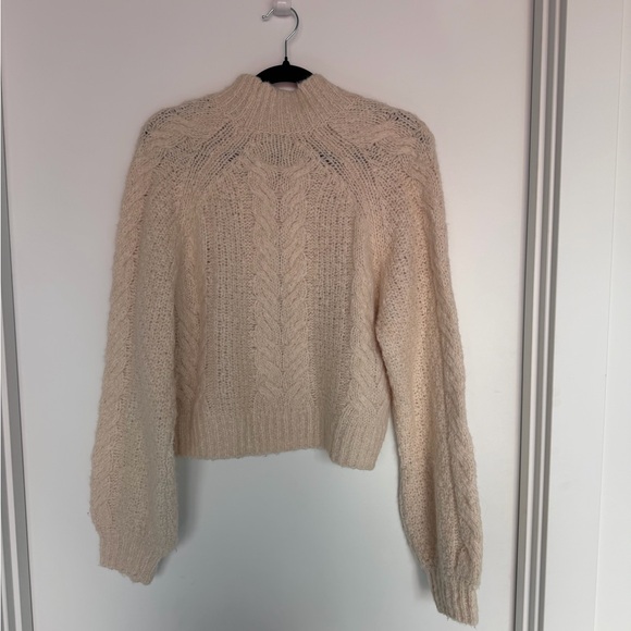 Aritzia Sunday Best Cream Cable Knit Cropped Sweater - Picture 5 of 7
